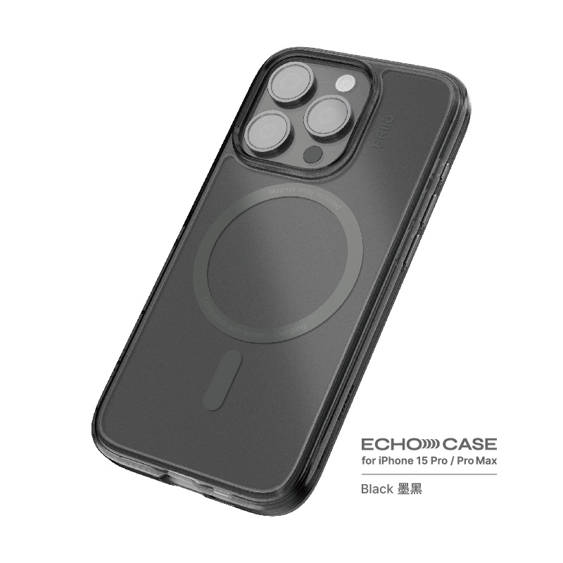 PRIIO iPhone15Pro Max Echo系列透明手機殼 Black黑色