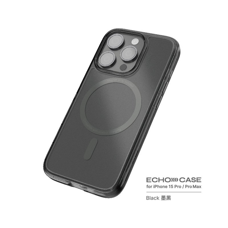 PRIIÖ iPhone15Pro Echo系列透明手機殼Black黑色